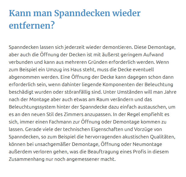 Spanndecken Demontage  für  Neulingen